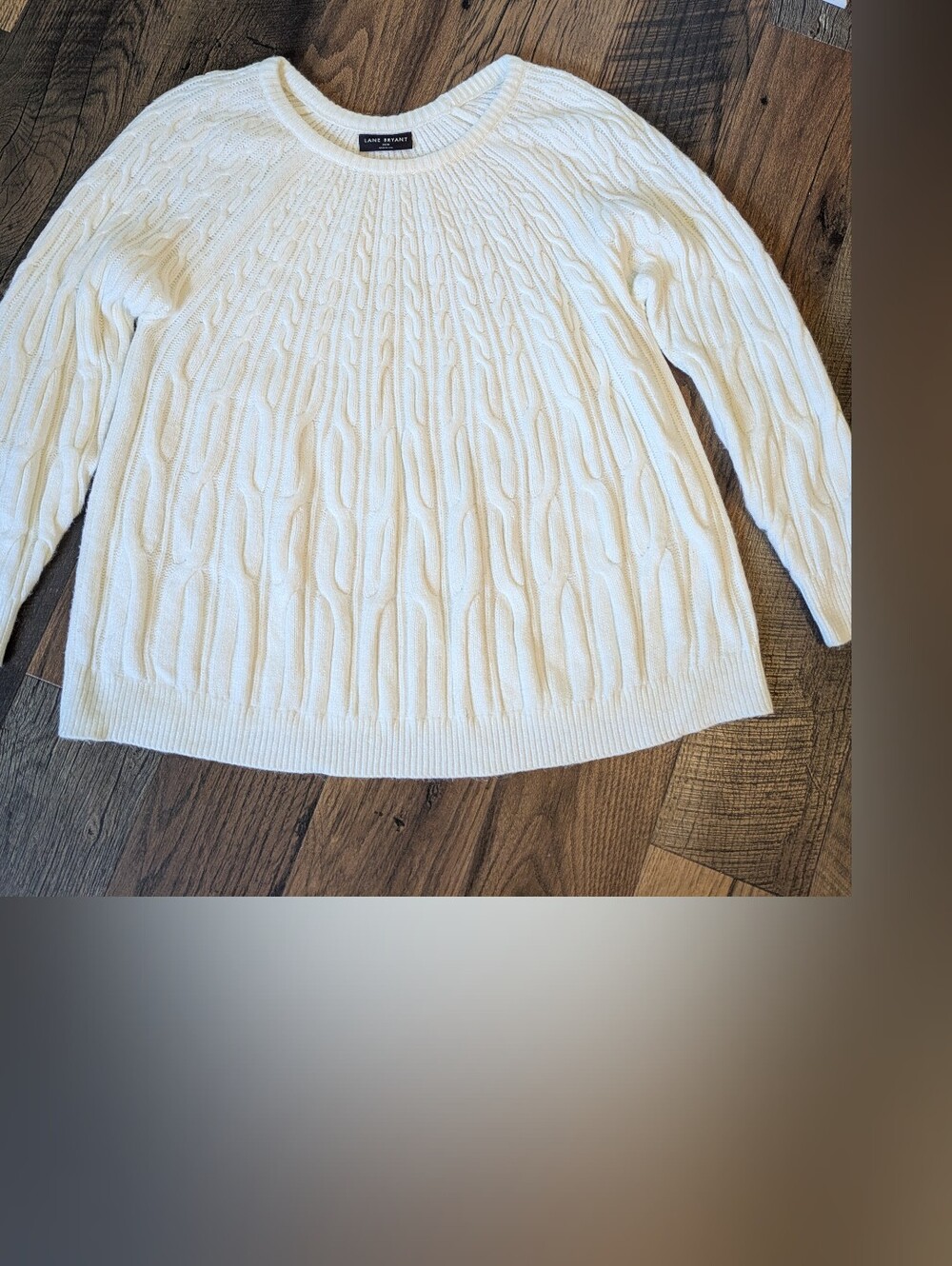 Lane Bryant Plus Size 26/28 Cream Cable Knit Sweater Cozy Chunky Fisherman Fall